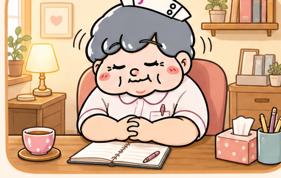 カンゴさんがうなずきながら愚痴を聞いているイラスト